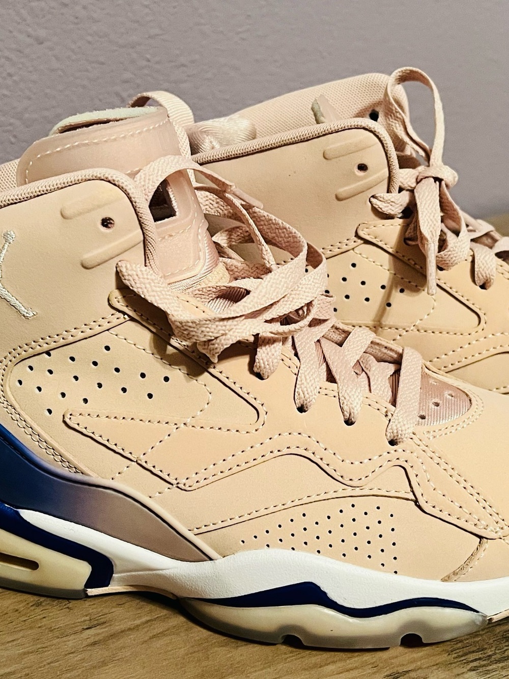 Jordan Women’s Mid-Top Sneakers in Blush Pink and Navy